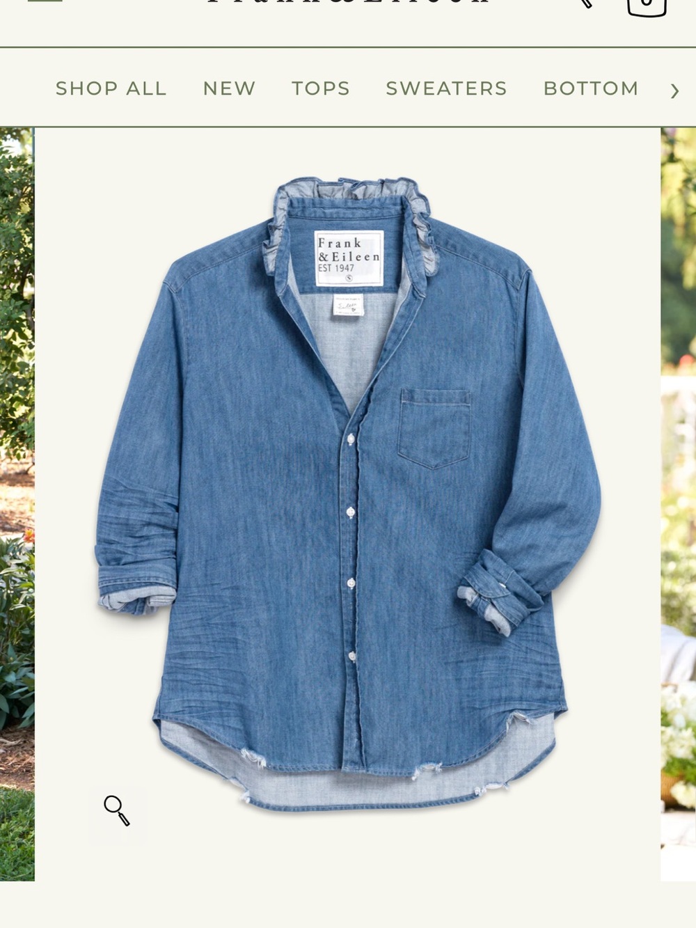 Frank and Eileen Ruffle Collar Jean Shirt